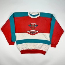 Vintage Adidas Sweatshirt Mens Small Red Blue Retro 80s Colour Block Jumper