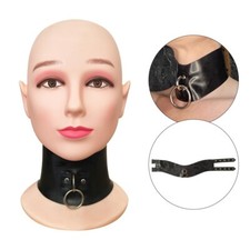 Latex Collar with Metal Ring Rubber Choker for Catsuit Clubwear Fetish BDSM