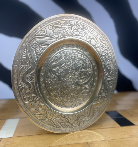 Vintage embossed brass - embossed, dragon