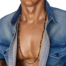 Mens Beaded Necklace Pendants Bead Beach Surfer Festival Gift for Him Men Boys