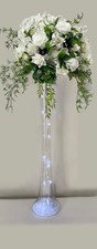 60cm Tall Glass Lily Vase with Glass Crystals and Lights Great for Wedding