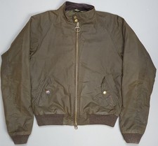 Barbour Steve McQueen Merchant Wax Bomber Jacket Mens Medium Green Biker - VGC