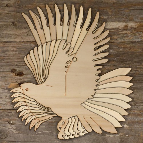 10x wooden crow landing bird - 10x,