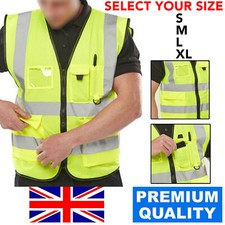 YELLOW HI VIS HIGH VIZ VISIBILITY VEST REFLECTIVE WAISTCOAT SAFETY ISO 20471