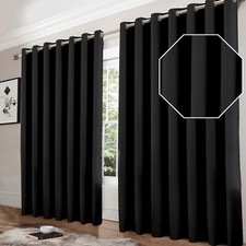 Thermal Thick Blackout Curtains Ready Made Eyelet Ring Top Curtain Pair Tiebacks