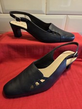 Women's Navy Blue Van Dal Sling Back Shoes Size 8
