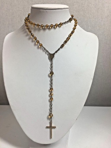 Amber glass rosary - amber, with