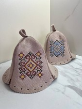 2 Sauna Hat Natural Wool Felt Cap Bath House Kit Schapka Gift Saunahut