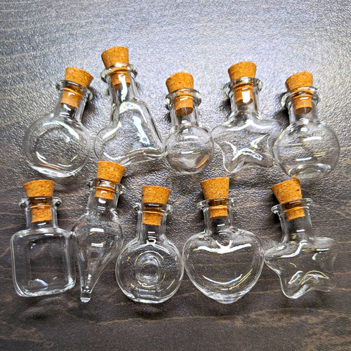 Set mini glass bottles - set, cork