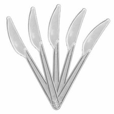 50 x QUALITY CLEAR Luxury Plastic Knives for Wedding, Home Takeaway Party