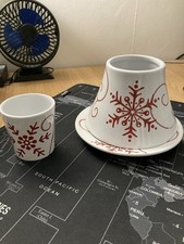 New/Rare Yankee Candle Snowflake Large Shade & Tray and Tealight Holder