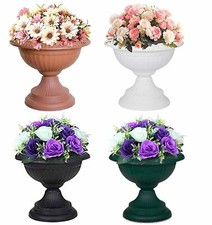 2x Grecian URN Pots 42 cm Round Flower Planter Plant Plastic Base Home Garden