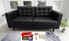 RRP:£699 IKEA LANDSKRONA BLACK TWO SEATER LEATHER SOFA (CHESTERFIELD/DFS/OFFICE)