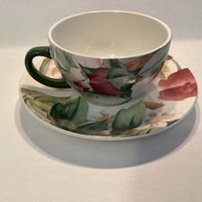 Faiencerie De Gien Volupte Cup & Saucer French Country Floral -12 Available - M2