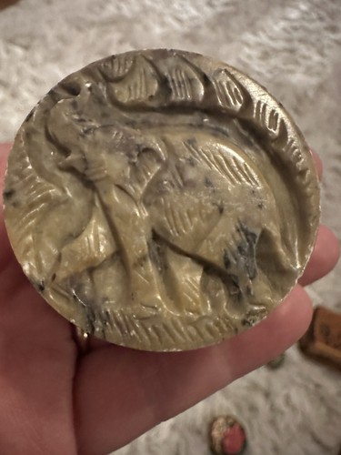 Vintage small round - vintage, carved