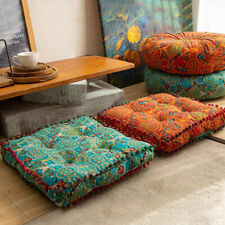 Square Linen Chair Cushion Seat Pad Moroccan Printed Floor Cushion Mat 42x42cm
