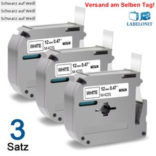 3x M-K231 MK-231 12mm Labelling Tape for Brother P-Touch 60 65 75 80 85 90 White