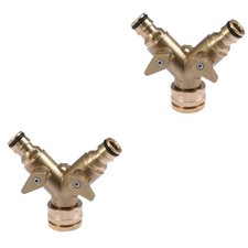2pcs Double Garden Tap Connector Adaptor Solid Brass Hose Adapter
