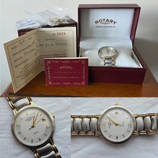 Lovely Mens Rotary Elite Quartz Watch W:Box/papers! New Battery. Sapphire Glass