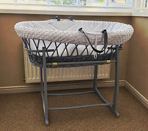 Grey wicker oval moses - moses, basket