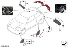 MINI Genuine C Pillar Trim Panel Piano Black Exterior Fits F66 51435B3C626