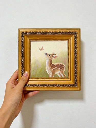 Vintage baby deer butterfly - vintage,