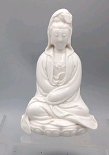 Chinese Blanc De Chine Guanyin Kwan Yin  Seated On Lotus 4 Character Seal 