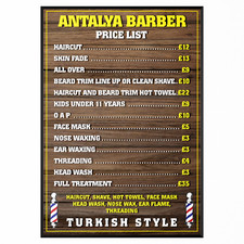 Barber Shop Salon Price List Sign Board Advertising Poster - A5 A4 A3 A2 A1