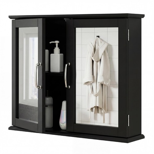 Wall cabinet black - black, double