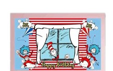 70.8" X 43.3" in Happy Birthday Cat In The Hat Backdrop Party Photo Booth Banner