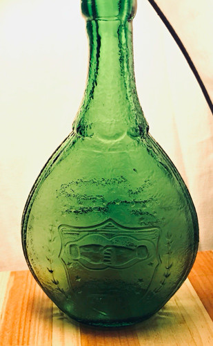 Vintage green glass decanter - glass,