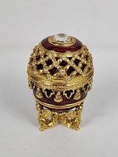 Joan Rivers Imperial Treasures Red Potpourri Faberge Egg & Stand No Box Metal