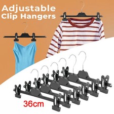 36cm Adjustable Clip Hangers Black Plastic Clothes Coat Hanger for Skirt Trouser