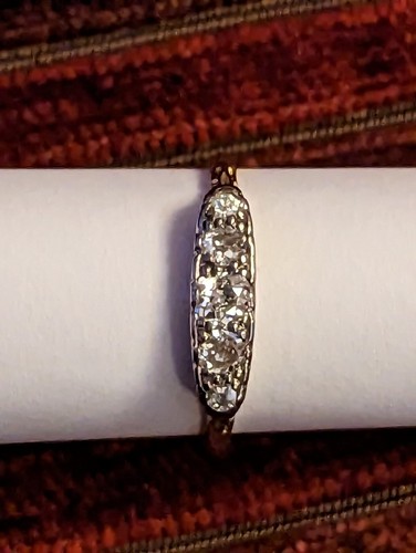 Antique diamond boat ring 18ct - antique,