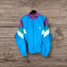 Adidas Jacket Retro Trefoil Shell Track Light Blue Medium Large 1989-1996
