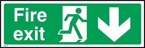 Fire exit down sign sticker - exit,