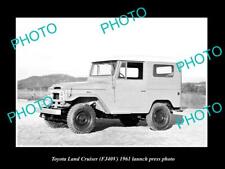 OLD LARGE HISTORIC PHOTO OF 1961 TOYOTA LAND CRUISER FJ40 V LAUNCH PRESS PHOTO 2