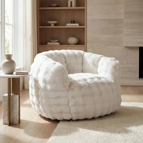 Fluffy faux fur bean - bag, chair