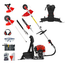 BU-KO 52cc Backpack Long Reach Petrol Grass Strimmer, Hedge Trimmer & Pruner Saw