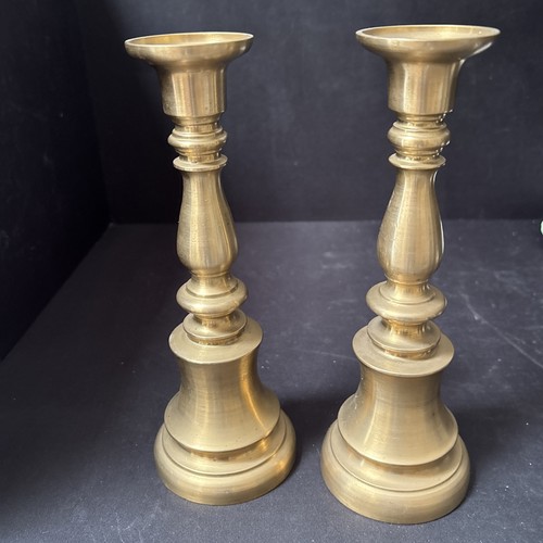 Pair brass candlesticks - a,
