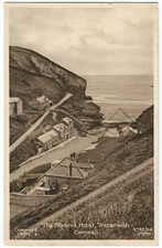 Strand Hotel & houses Trebarwith 1937 p/m TRBW6 Tuck postcard Delabole Cornwall