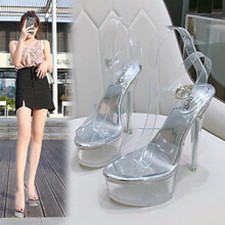 Crystal Show Stripper Heels Clear Shoes Women Platforms High Heels Sandals