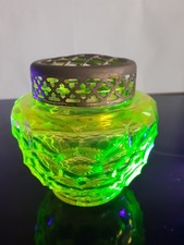 Vaseline Glass Rose Bowl