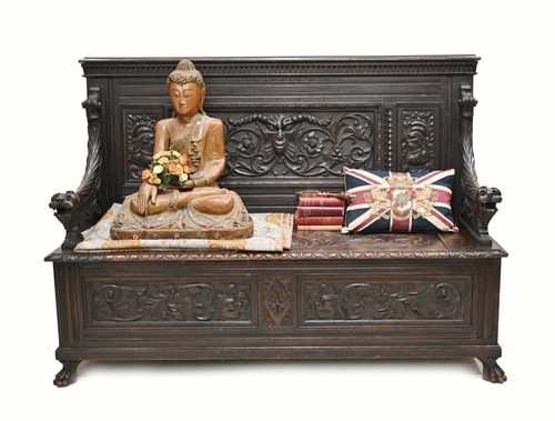Carved oak monks - carved,