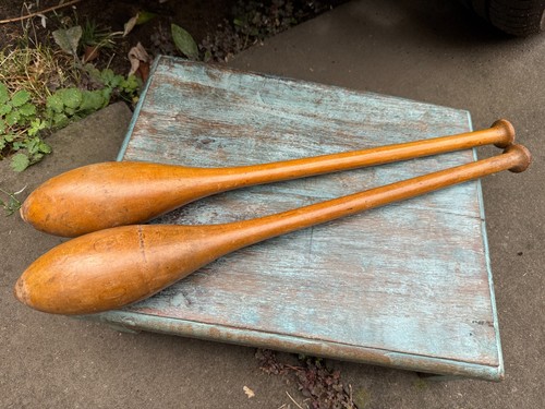 Pair vintage wooden - of, indian