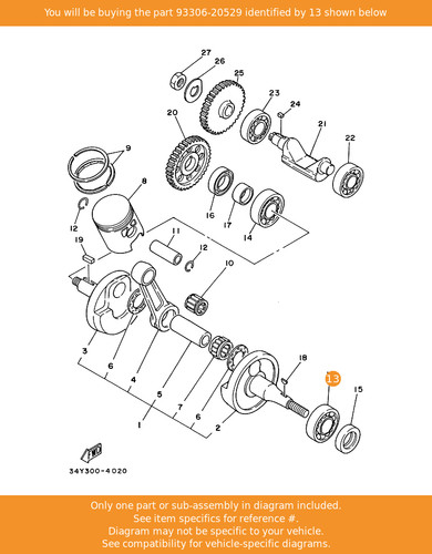Yamaha bearing 93306 - yamaha, 93306-20529