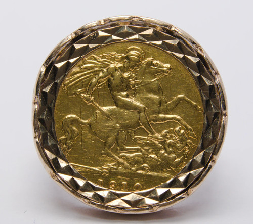 1910 gold half sovereign 9ct - 1910,