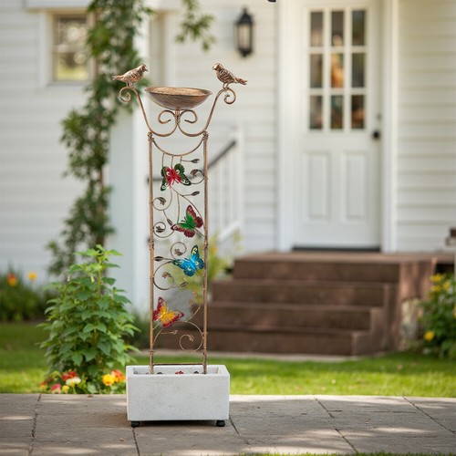 Metal bird bath - bath, w/