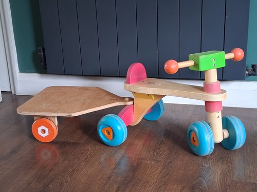 Wooden kids trike - trike, trailer
