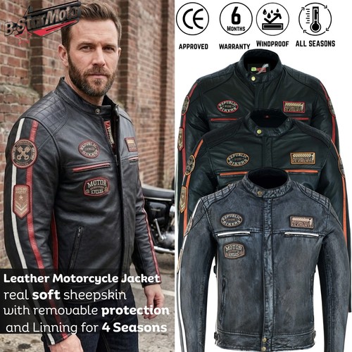 Men armored biker leather - biker,